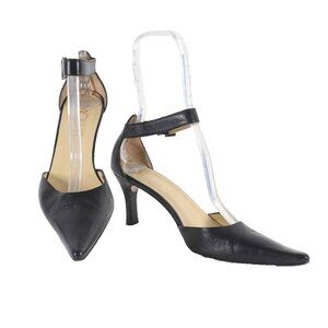 Paco Herrero Monan Sz 39 Black Leather Pointed Toe 2.75" Heel 664G